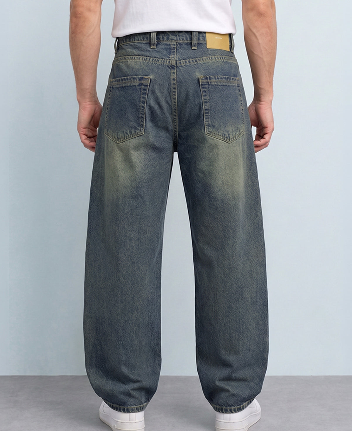 Mid Blue Barrel Fit Jeans