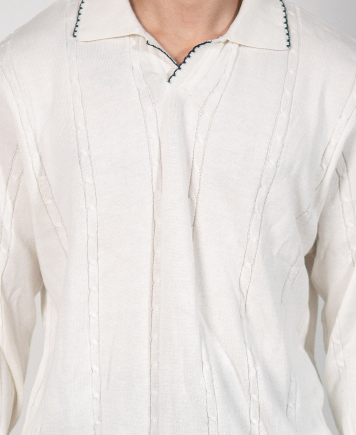 White Cable Knit T-Shirt 100% Cotton