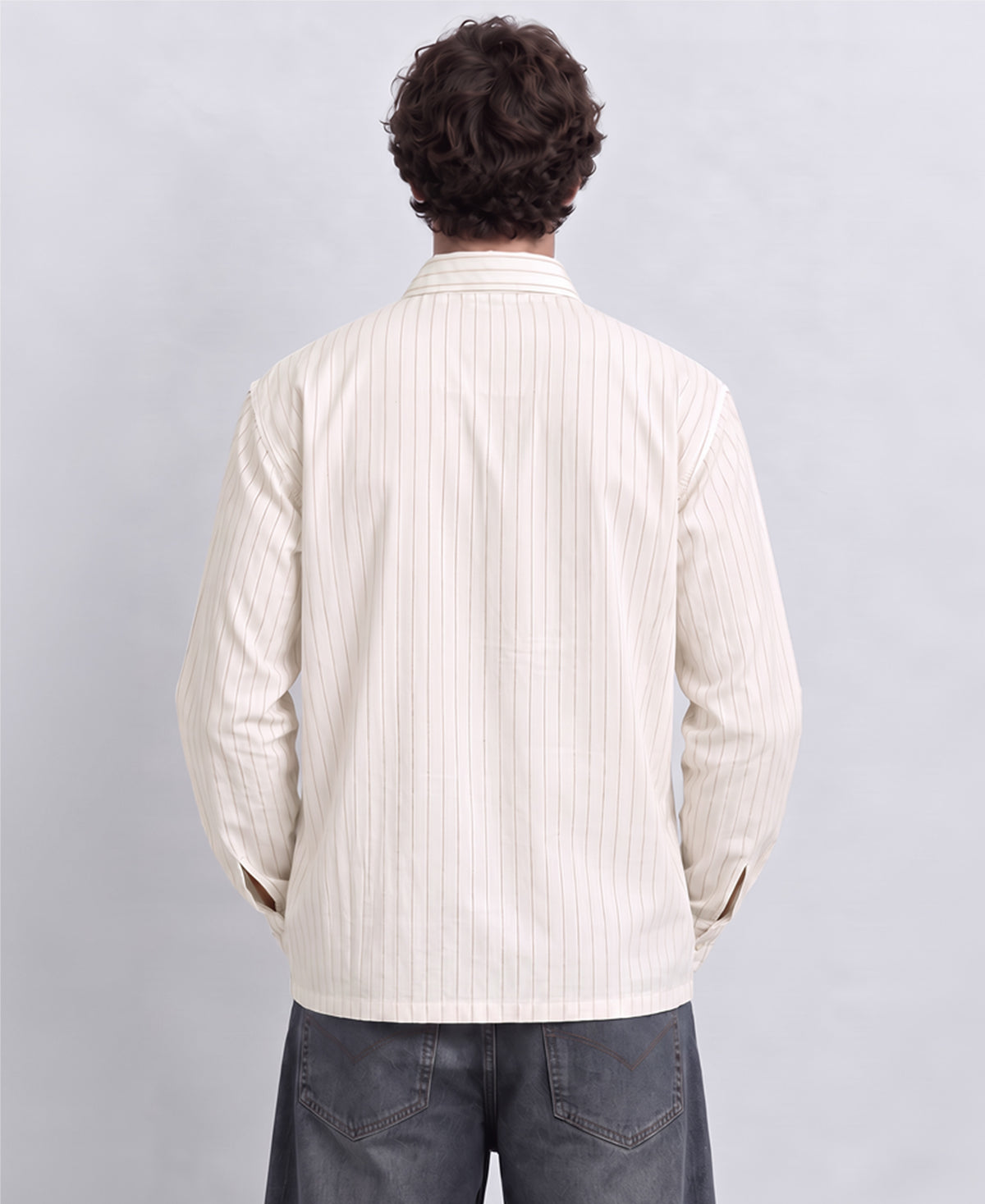 White Striped Zipper Shirt