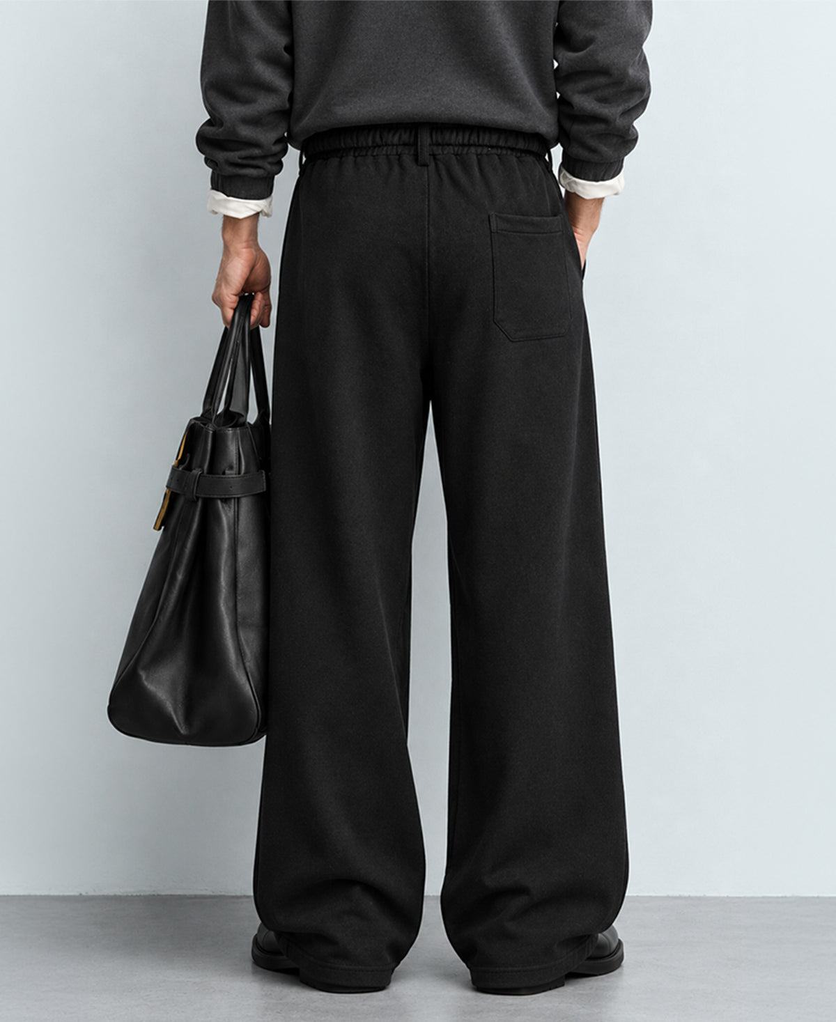 Black Zipper Detail Baggy Trackpants