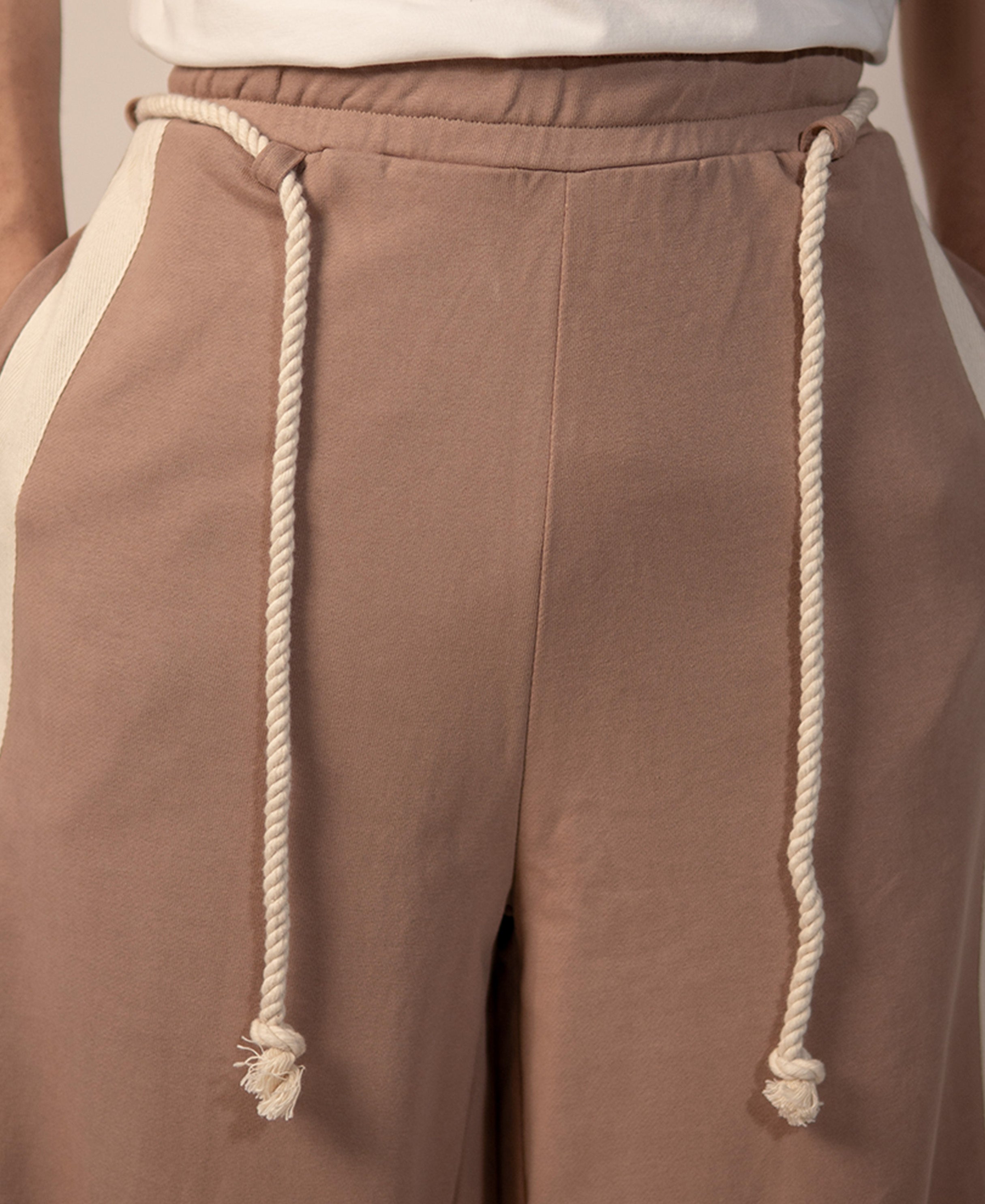 Beige Panelled Barrel Fit Trackpant