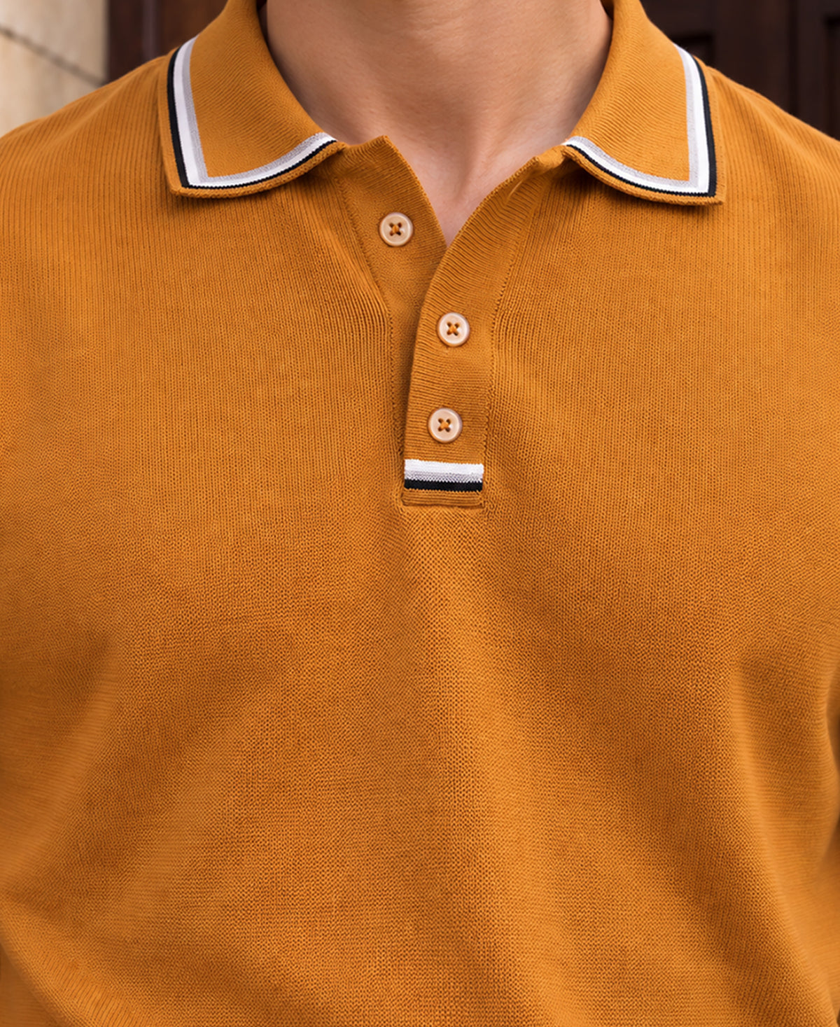 Ochre Yellow Knit T-Shirt 100% Cotton