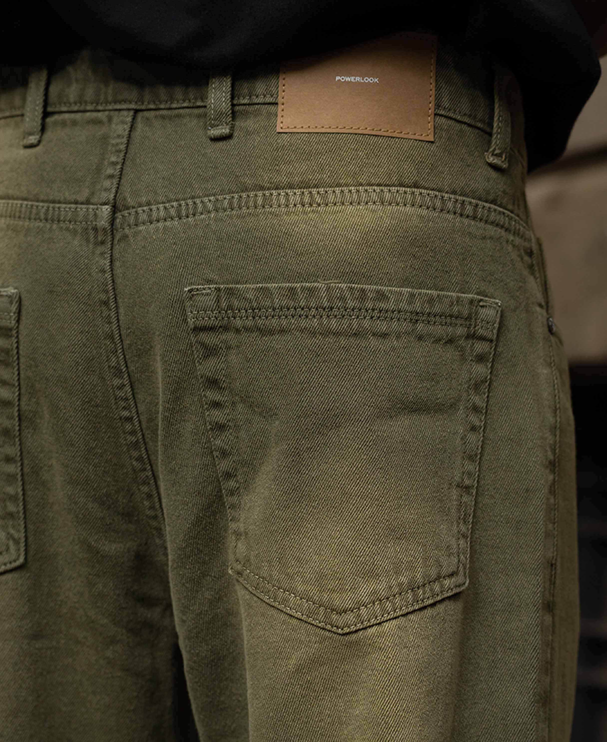 Olive Washed Baggy Jeans