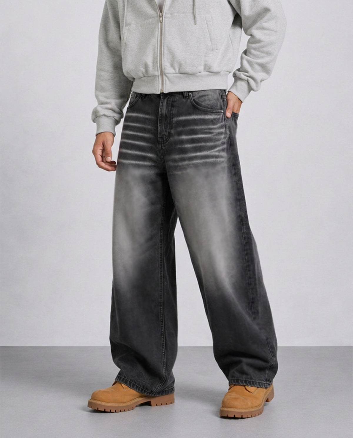 Black Washed Baggy Denim Jeans