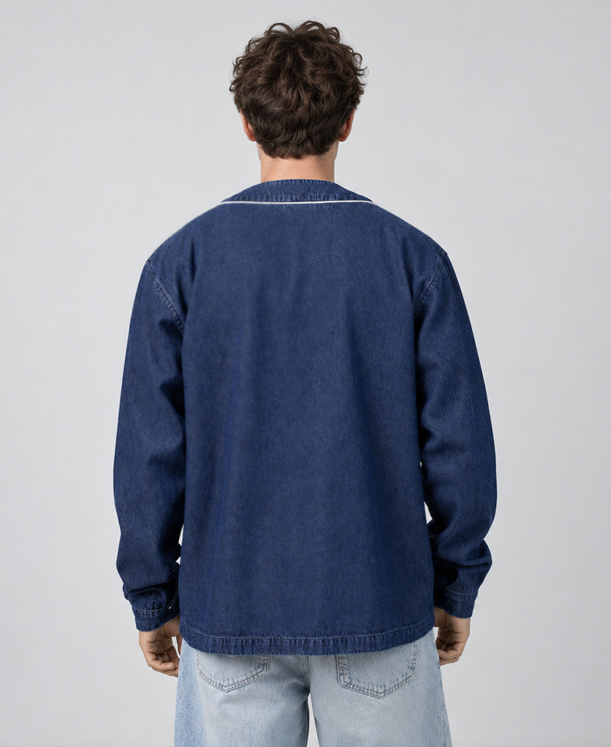 Indigo Embroidered Denim Cardigan