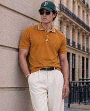 Ochre Yellow Knit T-Shirt 100% Cotton