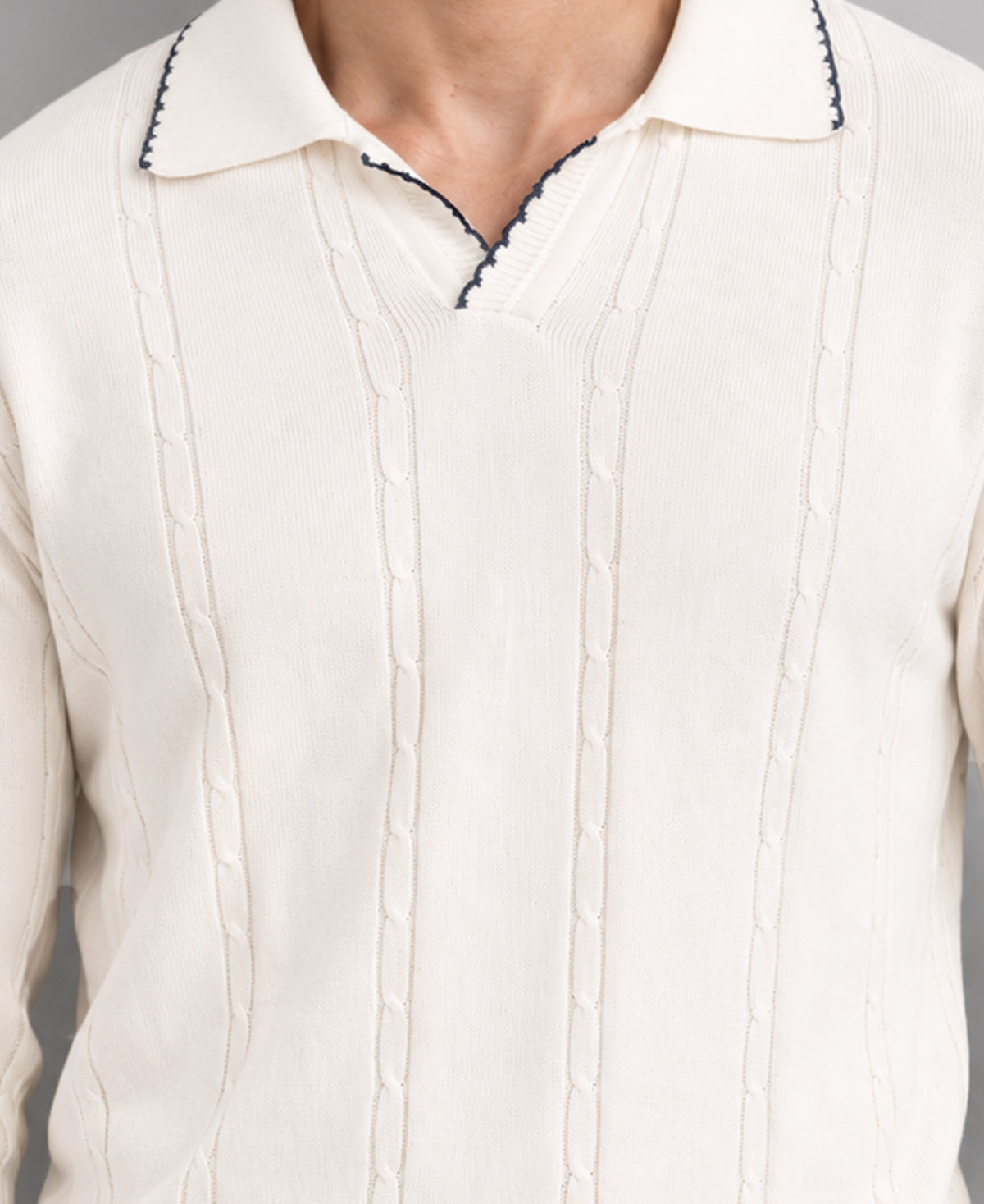 White Cable Knit T-Shirt 100% Cotton