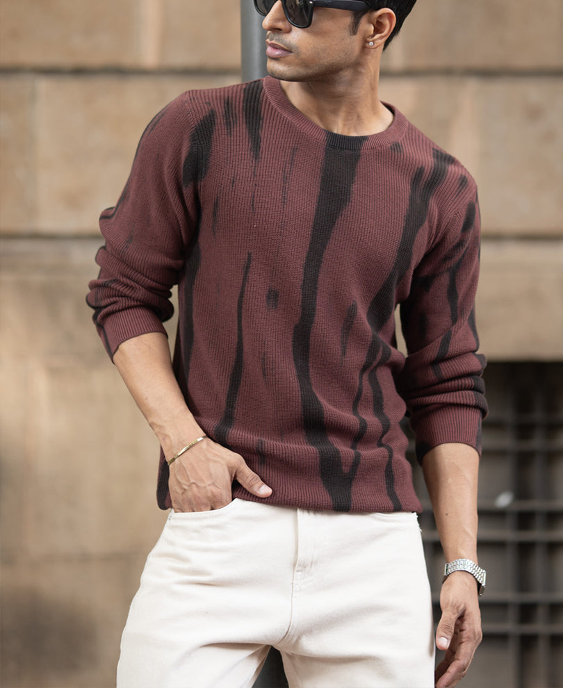 Brown Flat Knit Cotton T-Shirt.