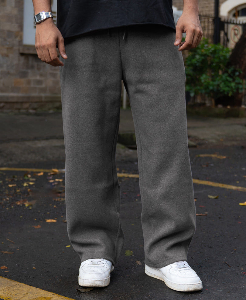 Dark Grey Melange Baggy Trackpant.