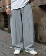 Grey Pleated Barrel Fit Trousers