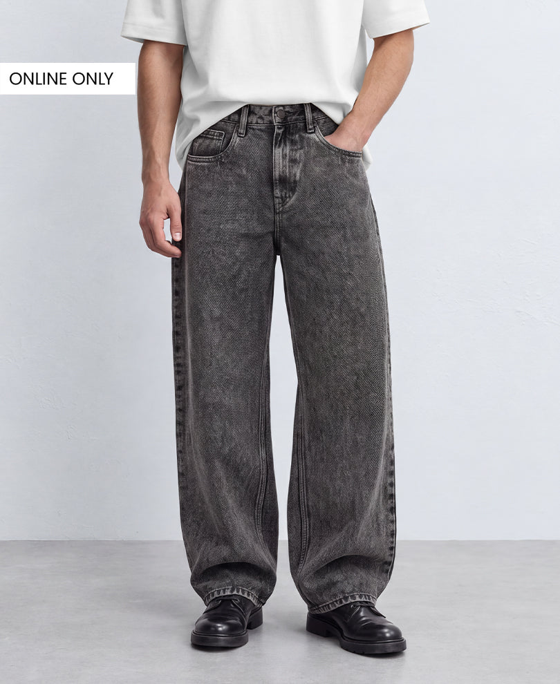 Charcoal Washed Baggy Jeans