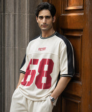 Cream Panelled Graphic T-Shirt