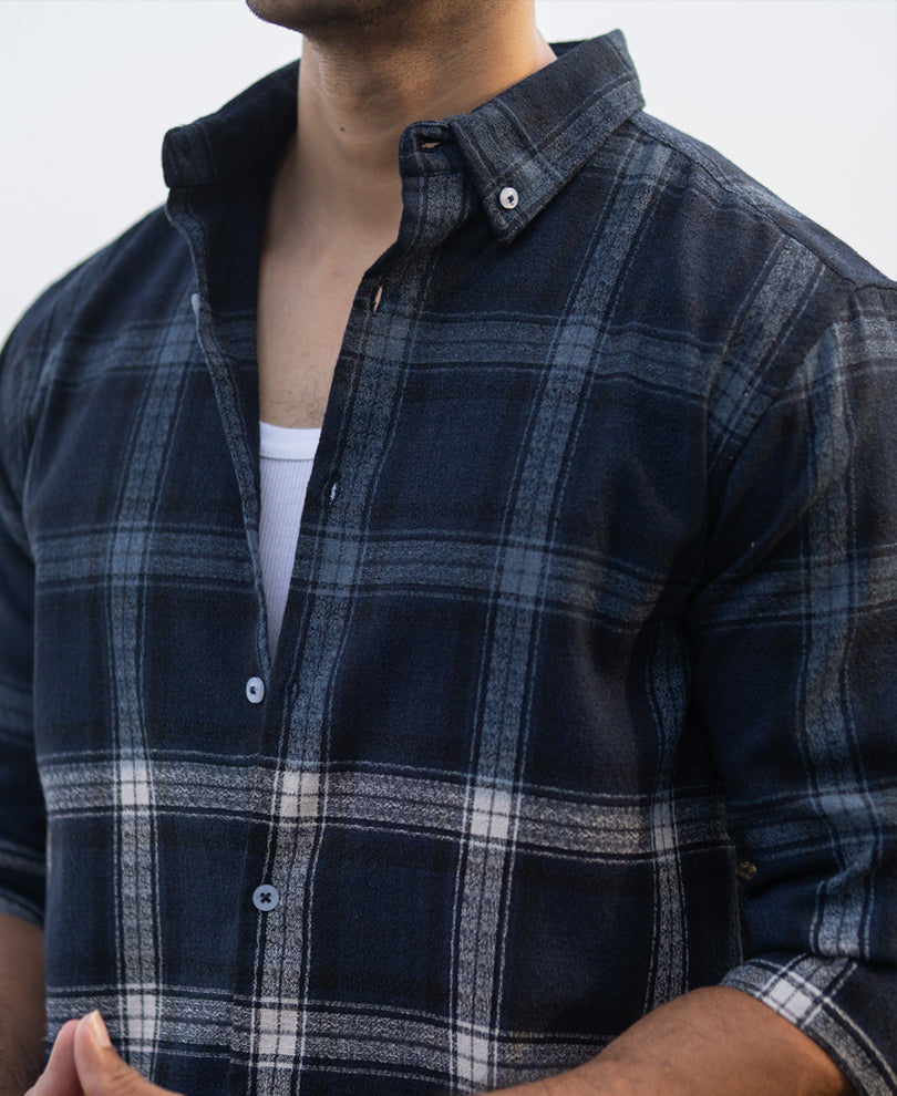 Navy Ombre Checks Shirt.