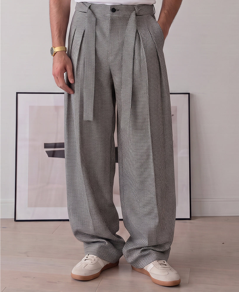 Black And White Micro Checks Trousers