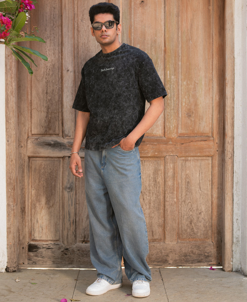 Black Washed Graphic T-Shirt 100% Cotton