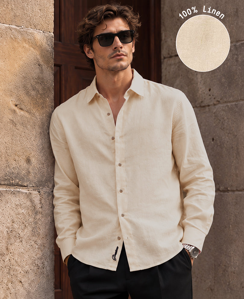 Light Beige 100% Linen Premium Shirt