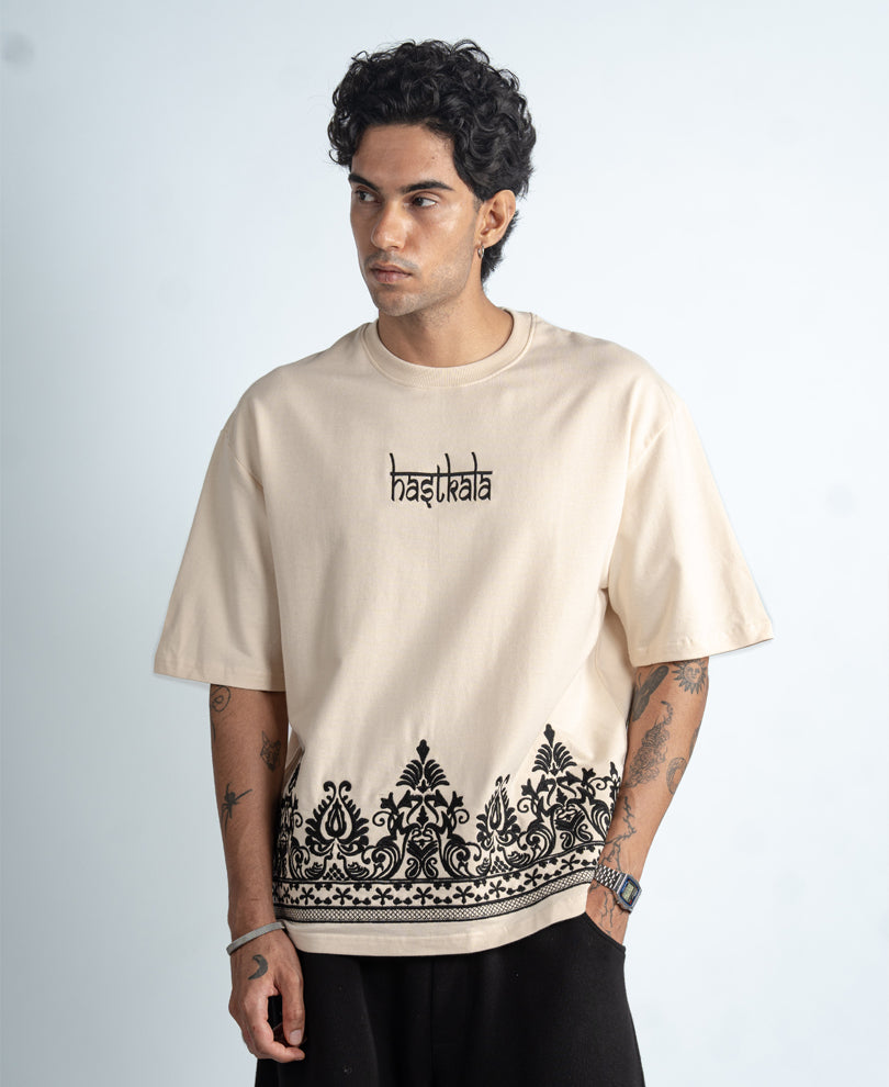 Cream Embroidered T-Shirt