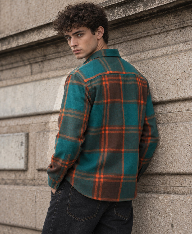 Pine Green Structured Checks Shirt
