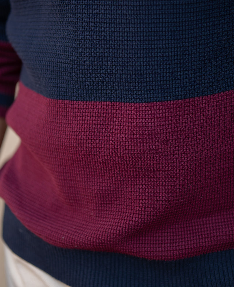Wine Stripe Knit T-Shirt.