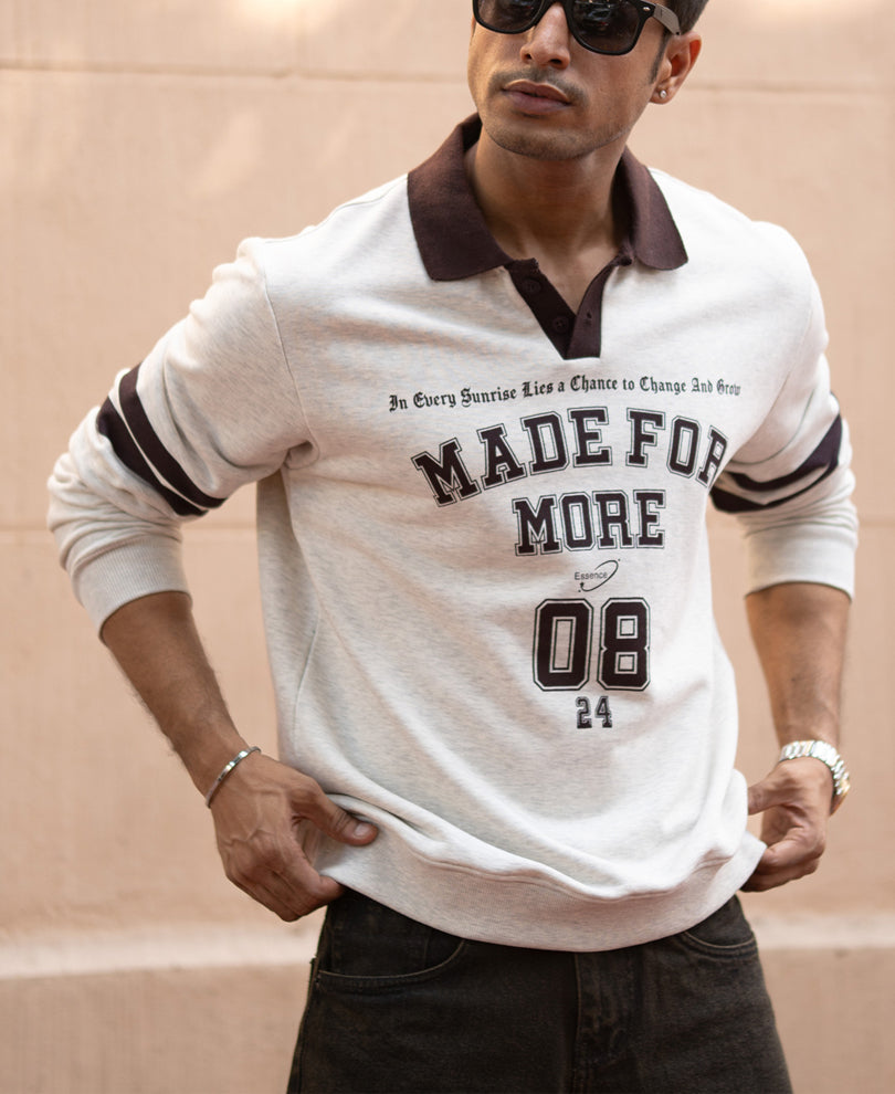 Grey Melange Printed T-Shirt.