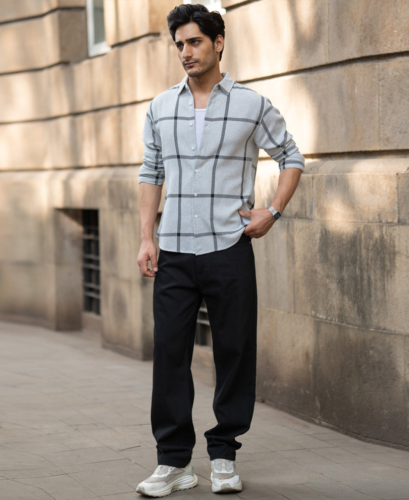 Grey Structure Checks Shirt.