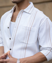 White Structured Striped Shirt.