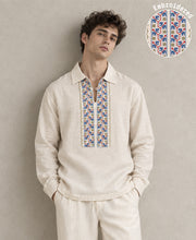 Natural Embroidered Kurta Shirt