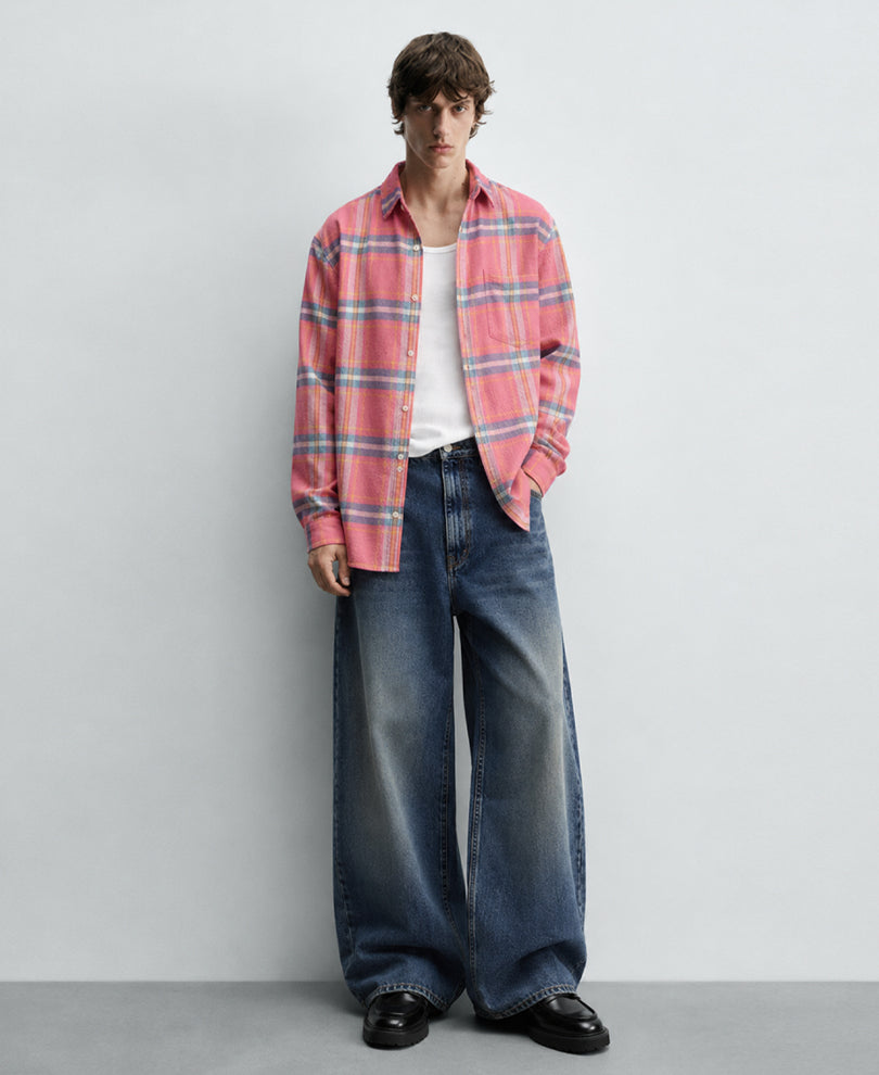 Pink Flannel Checks Shirt 100% Cotton