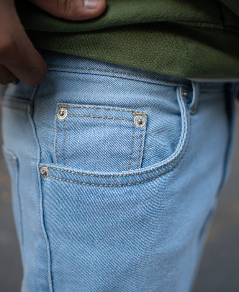 Sky Blue Denim Regular Fit Jeans.
