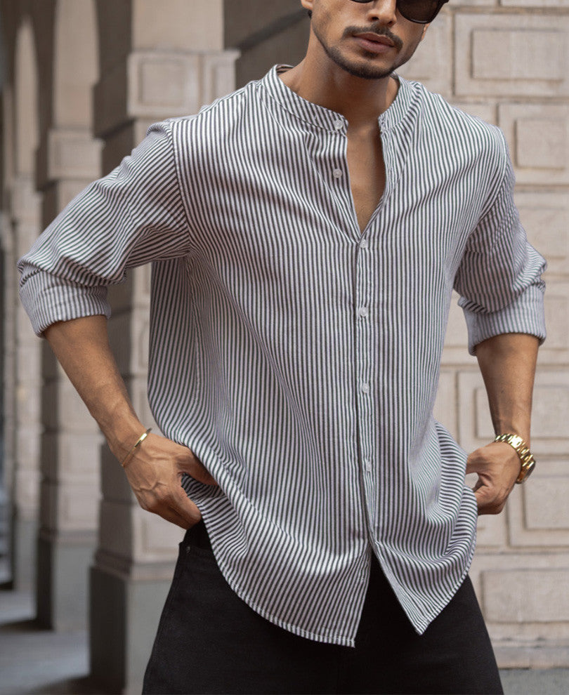 Black and White Stripes Full Sleeves Shirt.