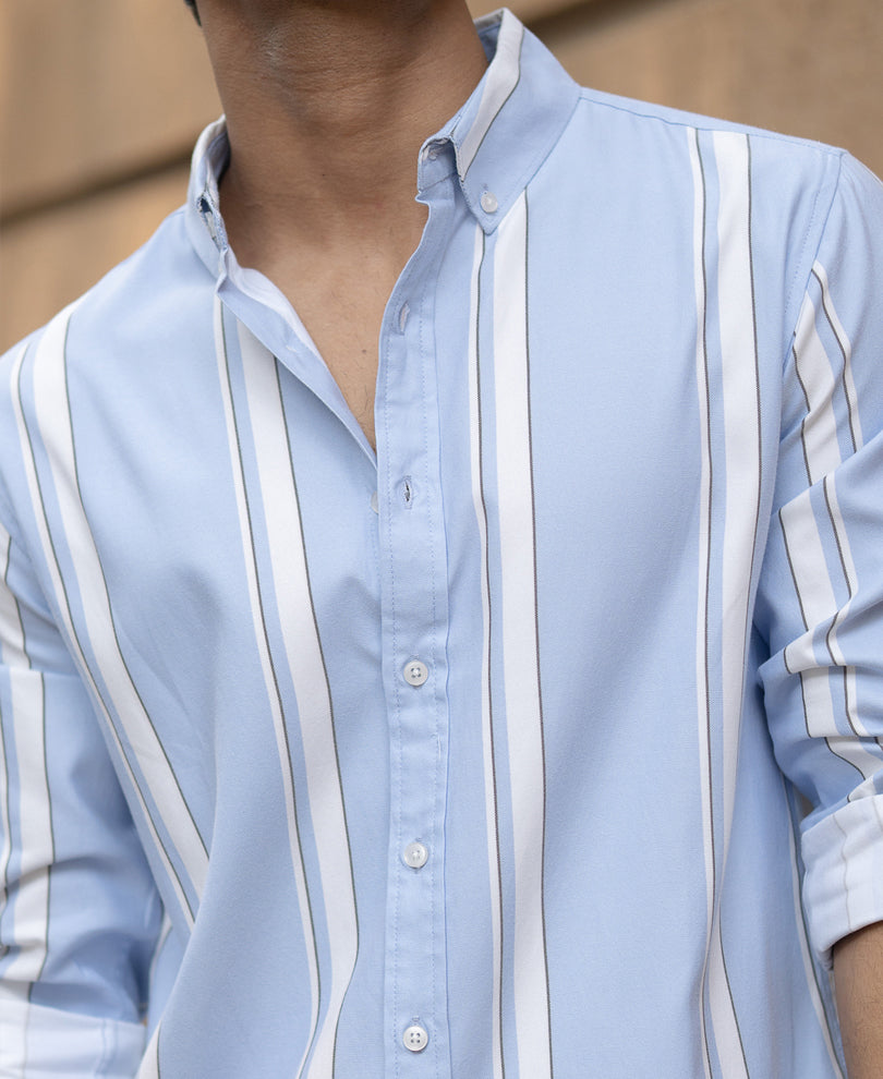 Light Blue Broad Stripe Shirt.