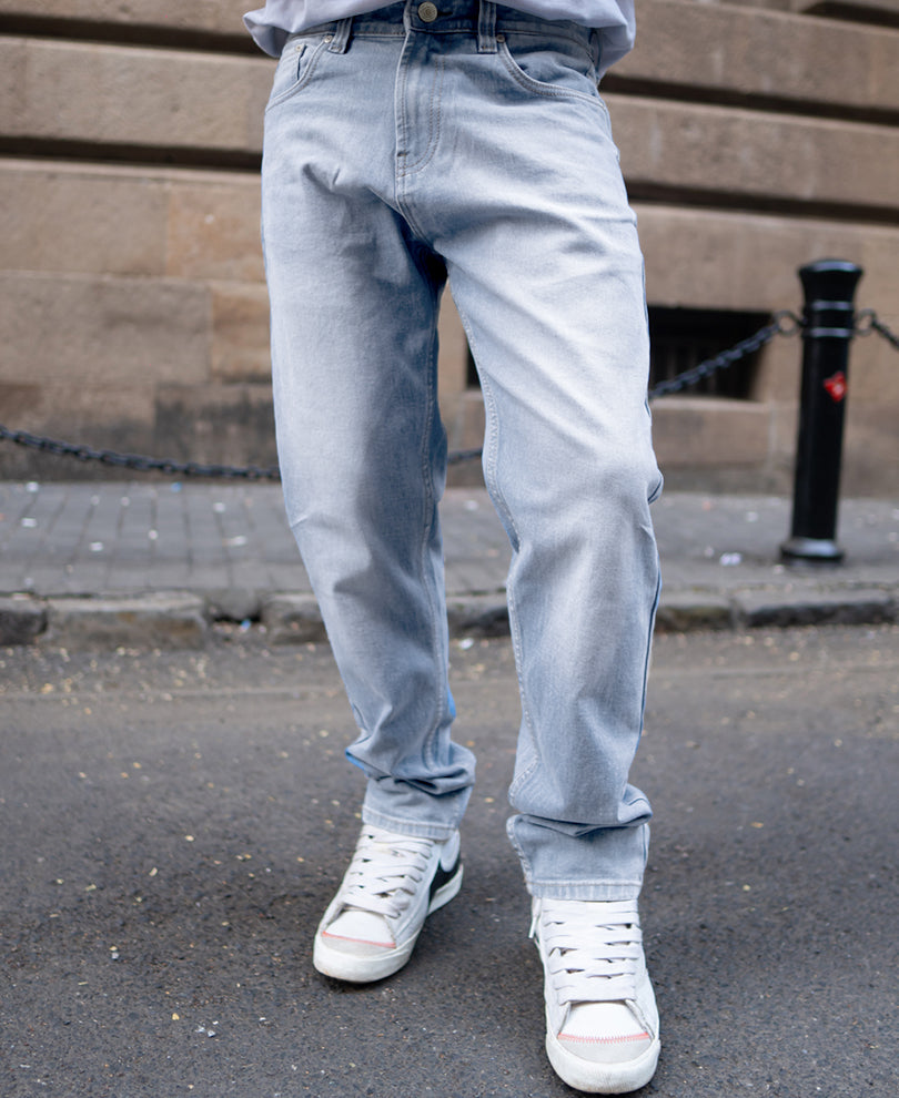 Light Blue Regular Fit Denim Jeans.