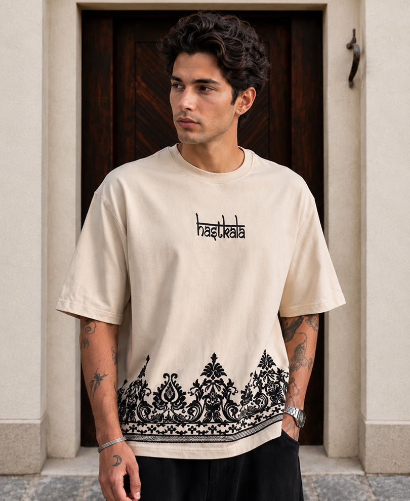 Cream Embroidered T-Shirt