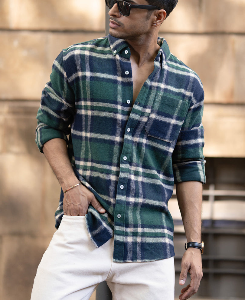 Green Checks Buttondown Shirt.