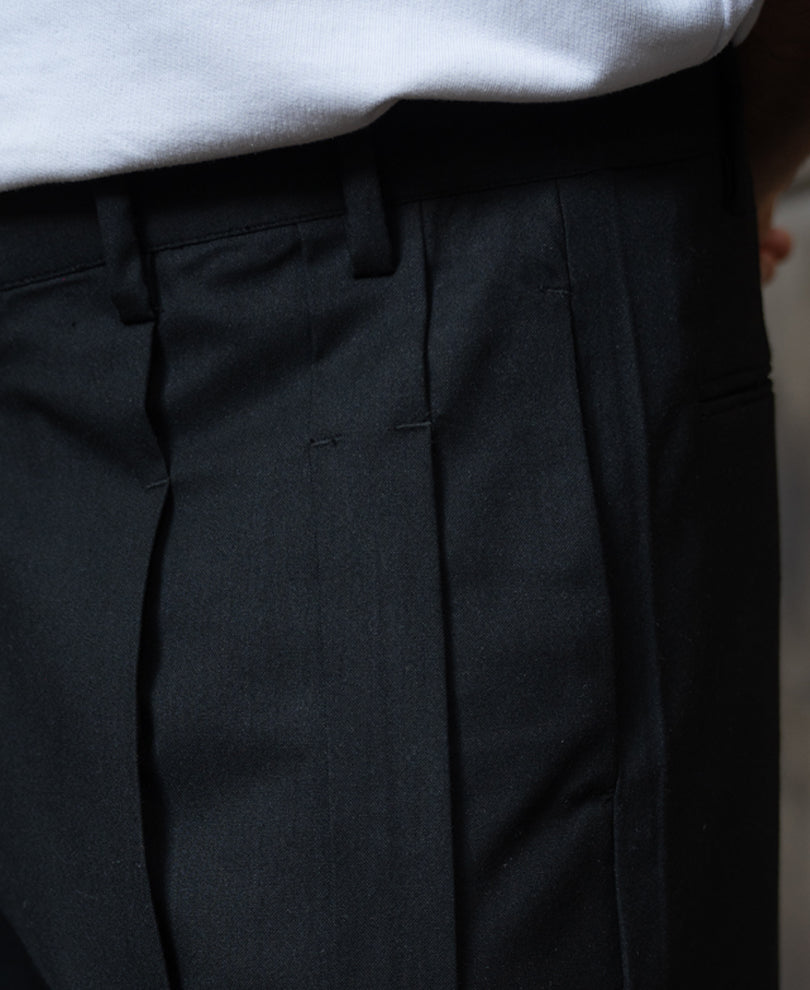 Black Pleated Tailored Trousers