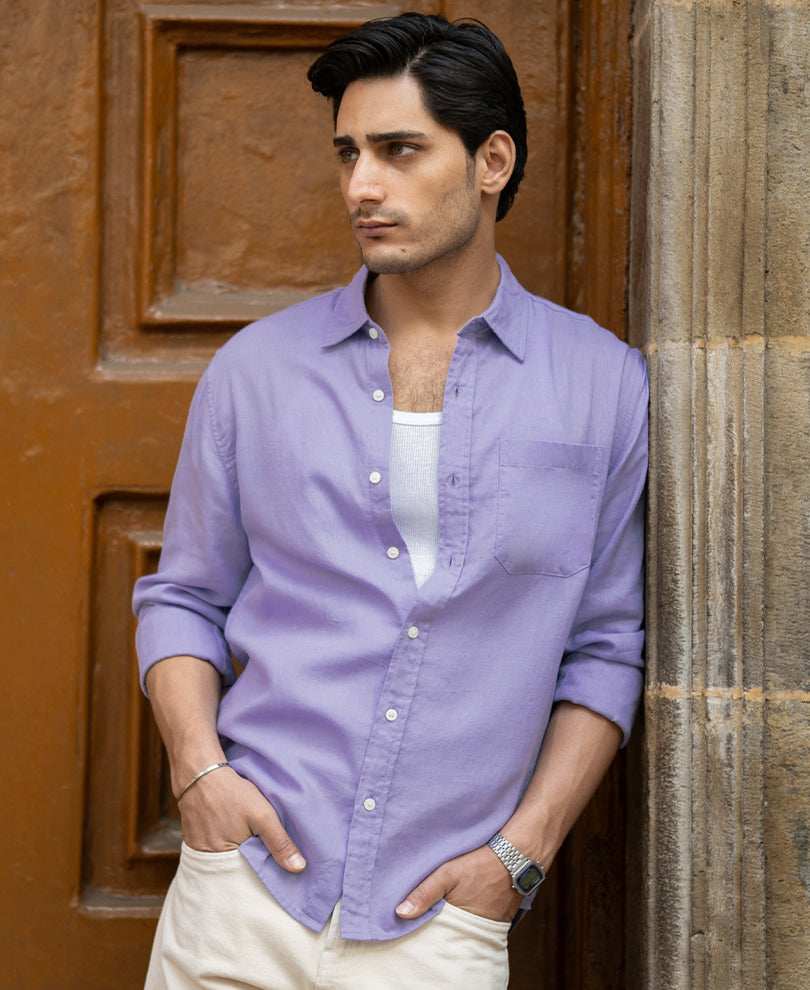 Lavender Linen Blend Shirt.