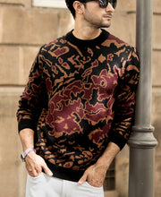 Black Abstract Jacquard Cotton T-Shirt.