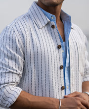 White Structure Stripe Overshirt.