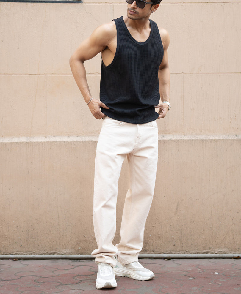 Black & Off-White Vest - Pack of 2.
