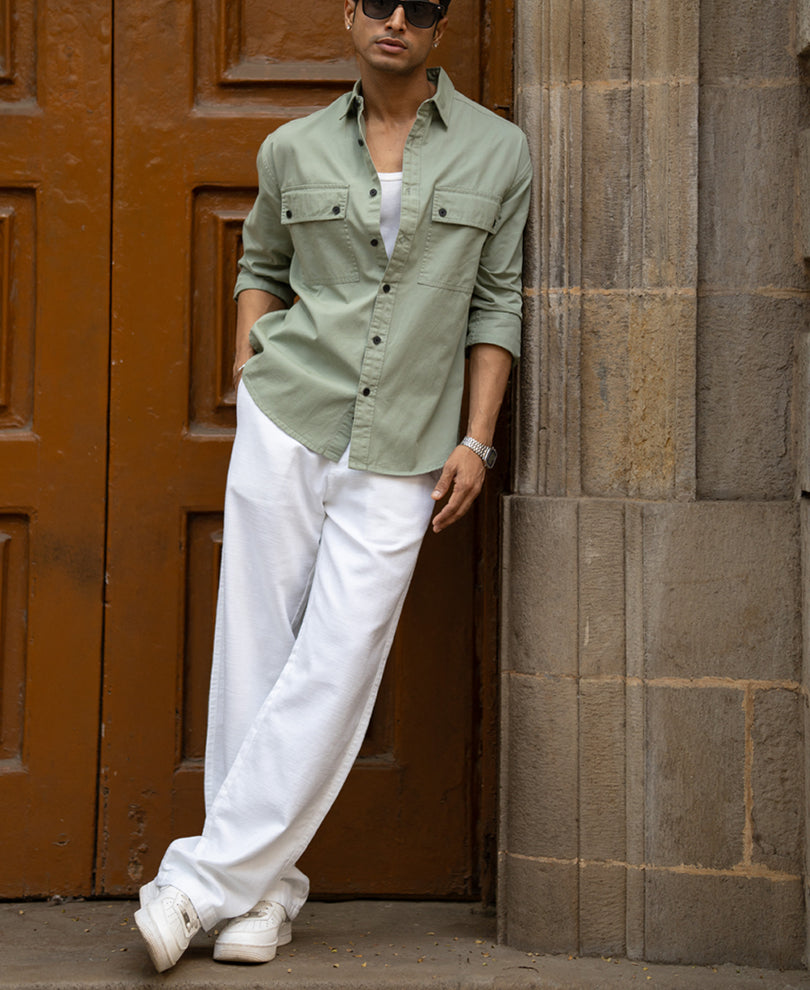 Light Green Double Pocket Lightweight Shirt.