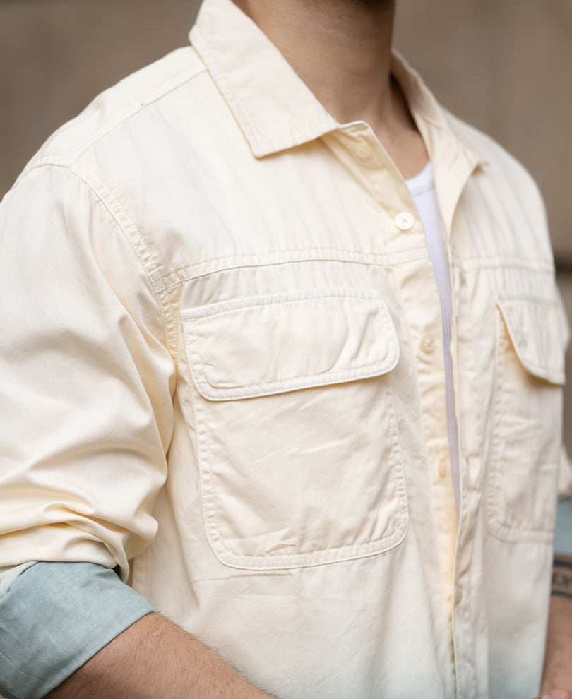 Butter Yellow Structured Ombre Shirt.