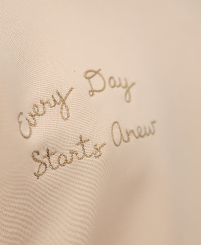 Cream Sun Patch Embroidered T-Shirt