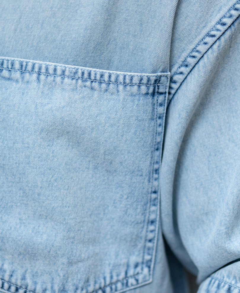 Washed Blue Boxy Fit Kurta Shirt.