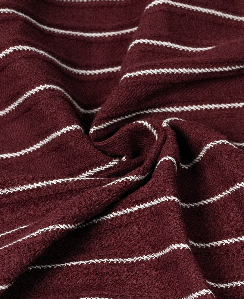 Wine Structured Stripe Overshirt