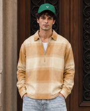 Beige Checks Zipper Shirt