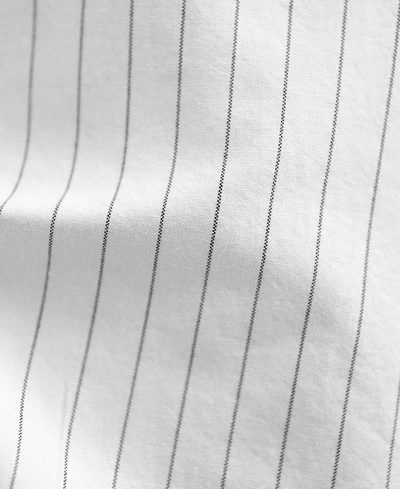 White Striped Embroidered Zipper Shirt 100% Cotton