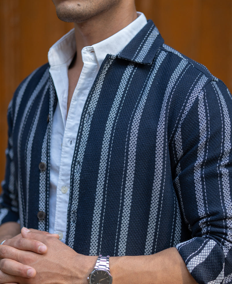 Navy Structure Stripe Shirt.