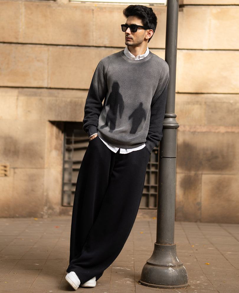 Black Spray Print Knit T-Shirt 100% Cotton