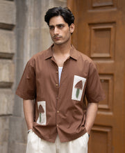 Brown Applique Embroidery Shirt
