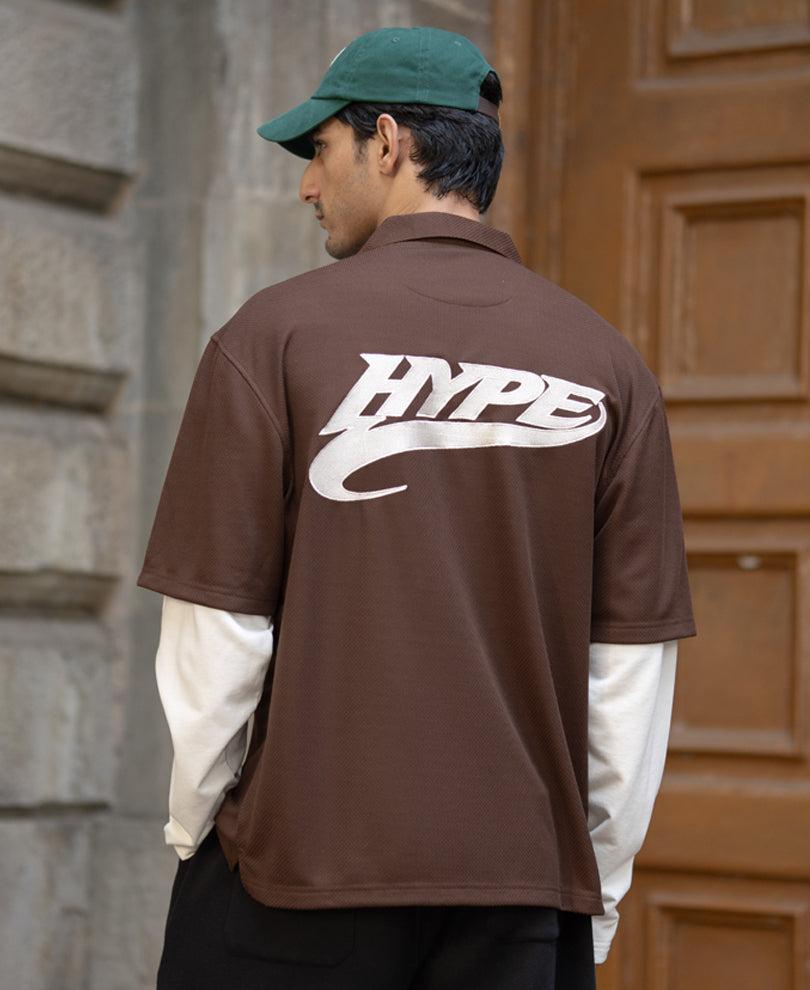 Brown Doctor Sleeve Jersey Shirt 100% Cotton